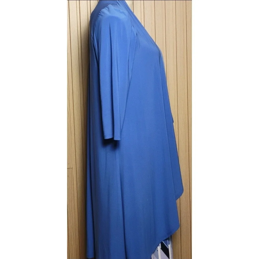 R&M Richards Womens Blue Geometric Print Sheath Dress and Duster Set Size 12
